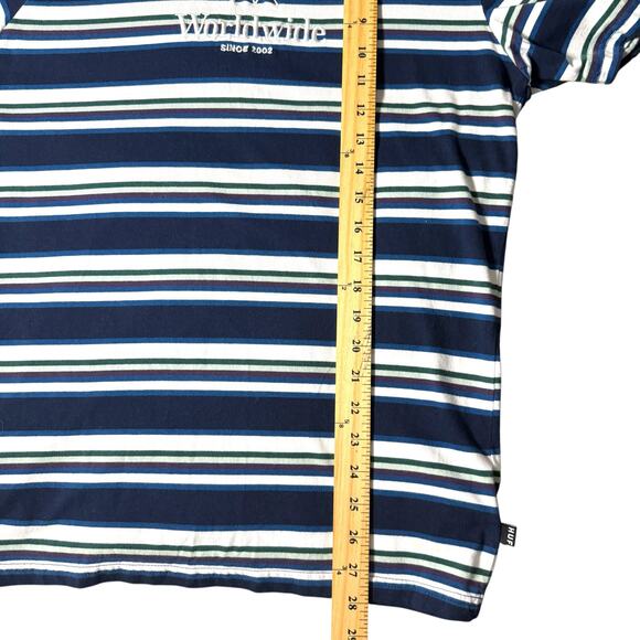 HUF Worldwide Multicolored Striped SS Top Men’s L - Skater Streetwear Casual Hip - Picture 14 of 15